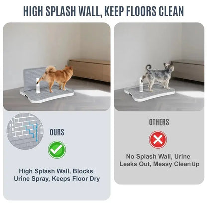 Pee Pad Holder, Indoor Dog Potty for Dogs, Puppy Pad Holder, Puppy Potty Training Tray with Splash Wall & Center Post