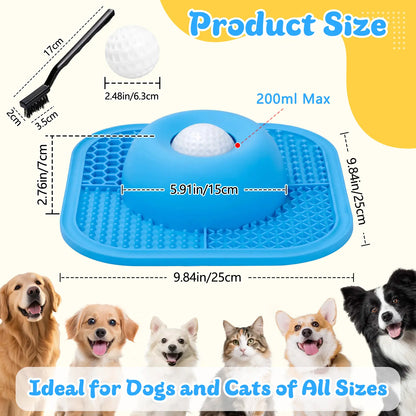 FYY Slow Feeder Dog Bowls & Lick Mat for Liquid and Thick Treat, Anti-Slip Dog Lick Bowl with Interactive Rolling Ball, 5/6 Cup Pup Licking Toy for Large Medium Small Dogs and Cats Blue