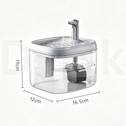 1.5L Automatic USB Cat Water Fountain with Filter - Transparent Gray Circulating Fresh Water Dispenser for Cats and Small Dogs