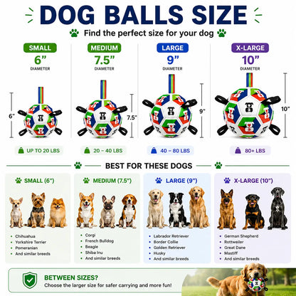 Dog Toys Dog Balls, Dog Soccer Ball with Straps, Dog Birthday, Herding Ball, Balls for Small Medium Pet, Puppy Outdoor Toy (6 Inch) Durable Chew
