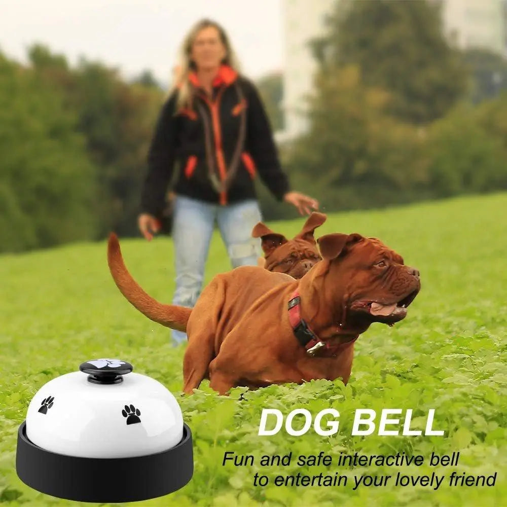 White Metal 2-Piece Dog Training Bell Set, Paw-Operated Pet Doorbell with Non-Skid Rubber Base for Potty Training, outside & Multi-Purpose Use