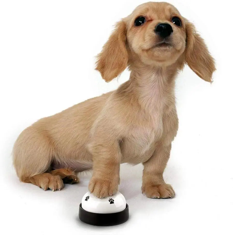 White Metal 2-Piece Dog Training Bell Set, Paw-Operated Pet Doorbell with Non-Skid Rubber Base for Potty Training, outside & Multi-Purpose Use