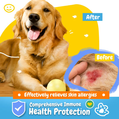 【Buy 1 Get 2】Penpen Dog Allergy-Relief Soft Chews, Omega 3 for Itching Skin Immune Support Peanut Butter Flavor 24 Months Supply