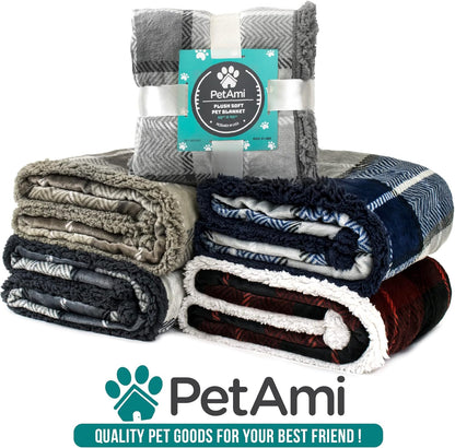 Dog Blanket for Small Medium Dogs and Cats, Soft Sherpa Fleece Pet Blanket Throw for Puppies Kittens, Reversible Plush Couch Cover Protector Sofa Bed Crate, Machine Washable, 60X40, Checker Red