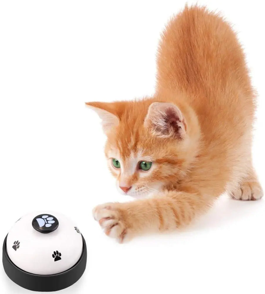 White Metal 2-Piece Dog Training Bell Set, Paw-Operated Pet Doorbell with Non-Skid Rubber Base for Potty Training, outside & Multi-Purpose Use