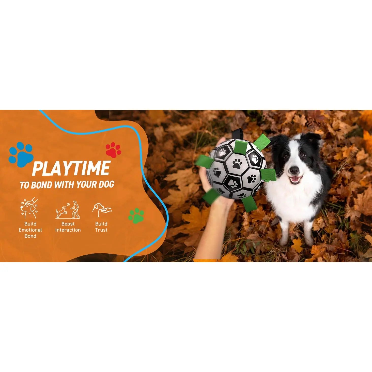 Dog Toys Dog Balls, Dog Soccer Ball with Straps, Dog Birthday, Herding Ball, Balls for Small Medium Pet, Puppy Outdoor Toy (6 Inch) Durable Chew