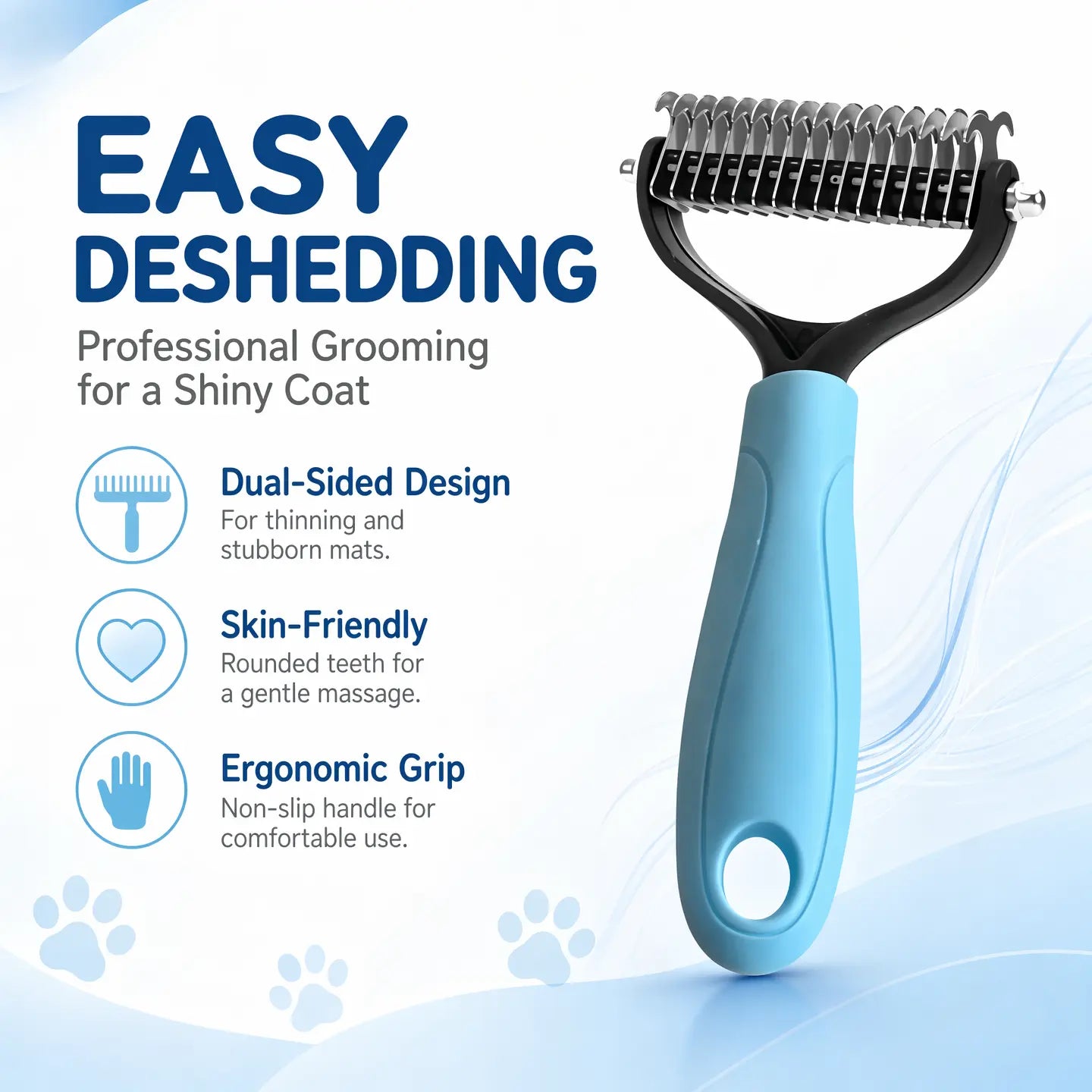 Pet Grooming Brush - Double Sided Shedding and Dematting Undercoat Rake Comb for Dogs and Cats, No More Nasty Shedding or Flying Hair