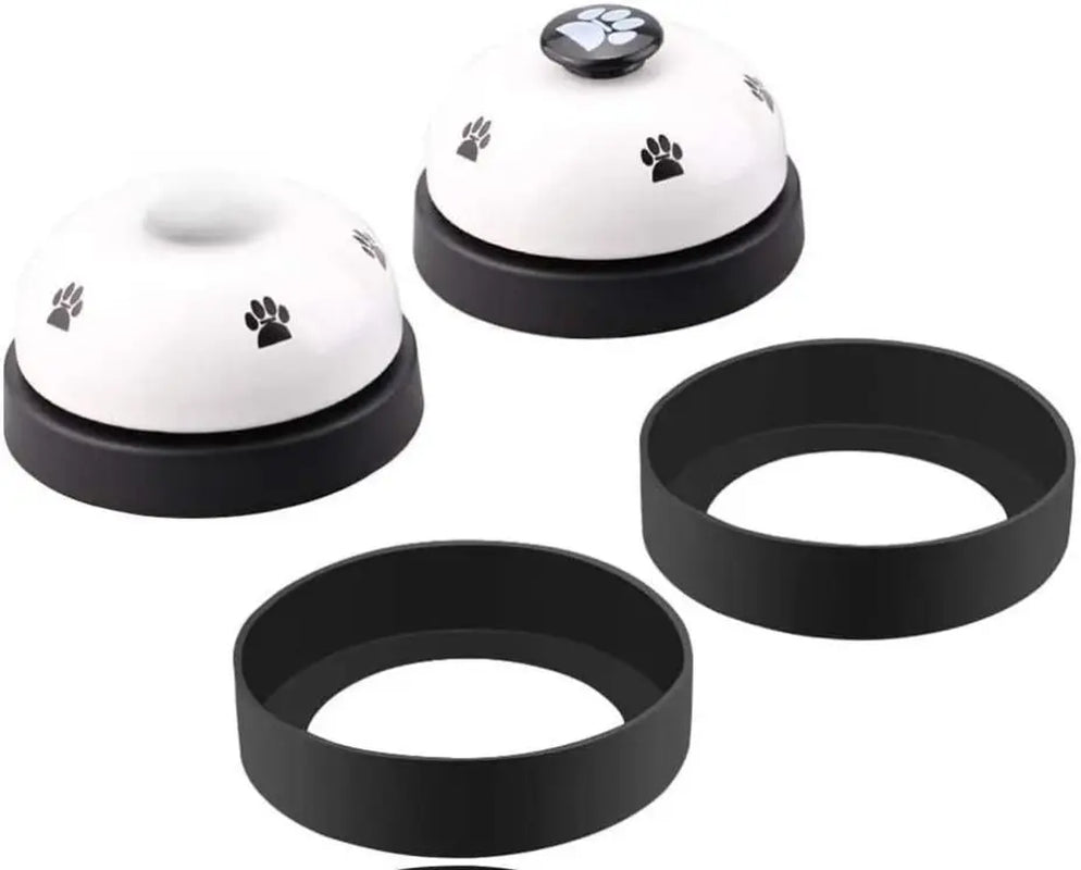 White Metal 2-Piece Dog Training Bell Set, Paw-Operated Pet Doorbell with Non-Skid Rubber Base for Potty Training, outside & Multi-Purpose Use