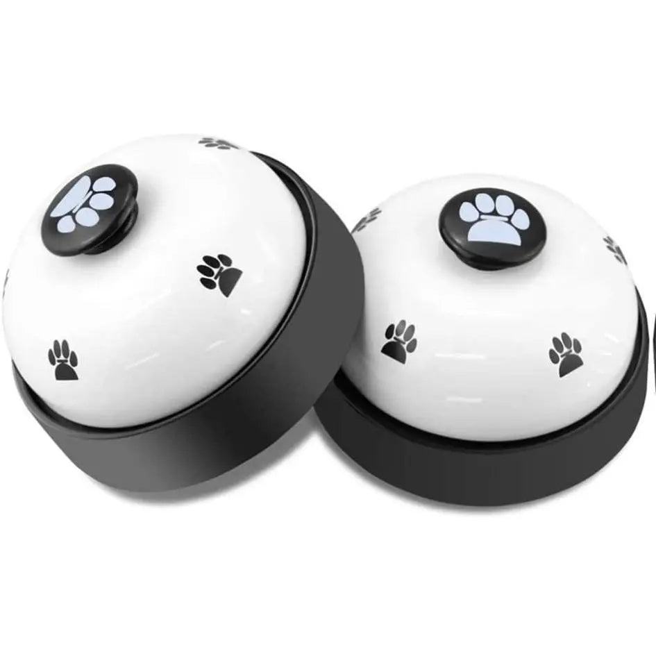 White Metal 2-Piece Dog Training Bell Set, Paw-Operated Pet Doorbell with Non-Skid Rubber Base for Potty Training, outside & Multi-Purpose Use