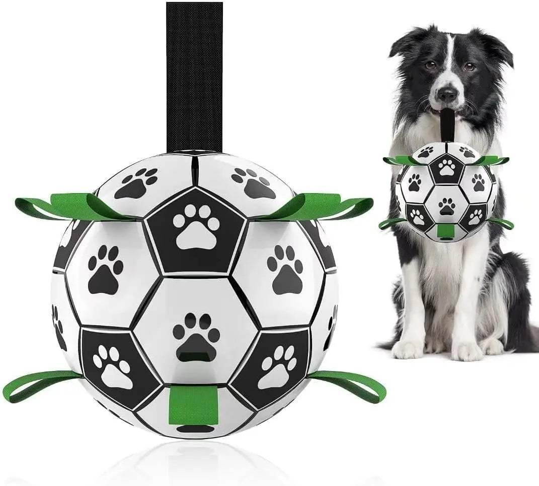Dog Toys Dog Balls, Dog Soccer Ball with Straps, Dog Birthday, Herding Ball, Balls for Small Medium Pet, Puppy Outdoor Toy (6 Inch) Durable Chew