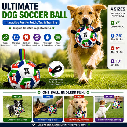 Dog Toys Dog Balls, Dog Soccer Ball with Straps, Dog Birthday, Herding Ball, Balls for Small Medium Pet, Puppy Outdoor Toy (6 Inch) Durable Chew
